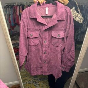 Purple Corduroy Button-Up Shirt